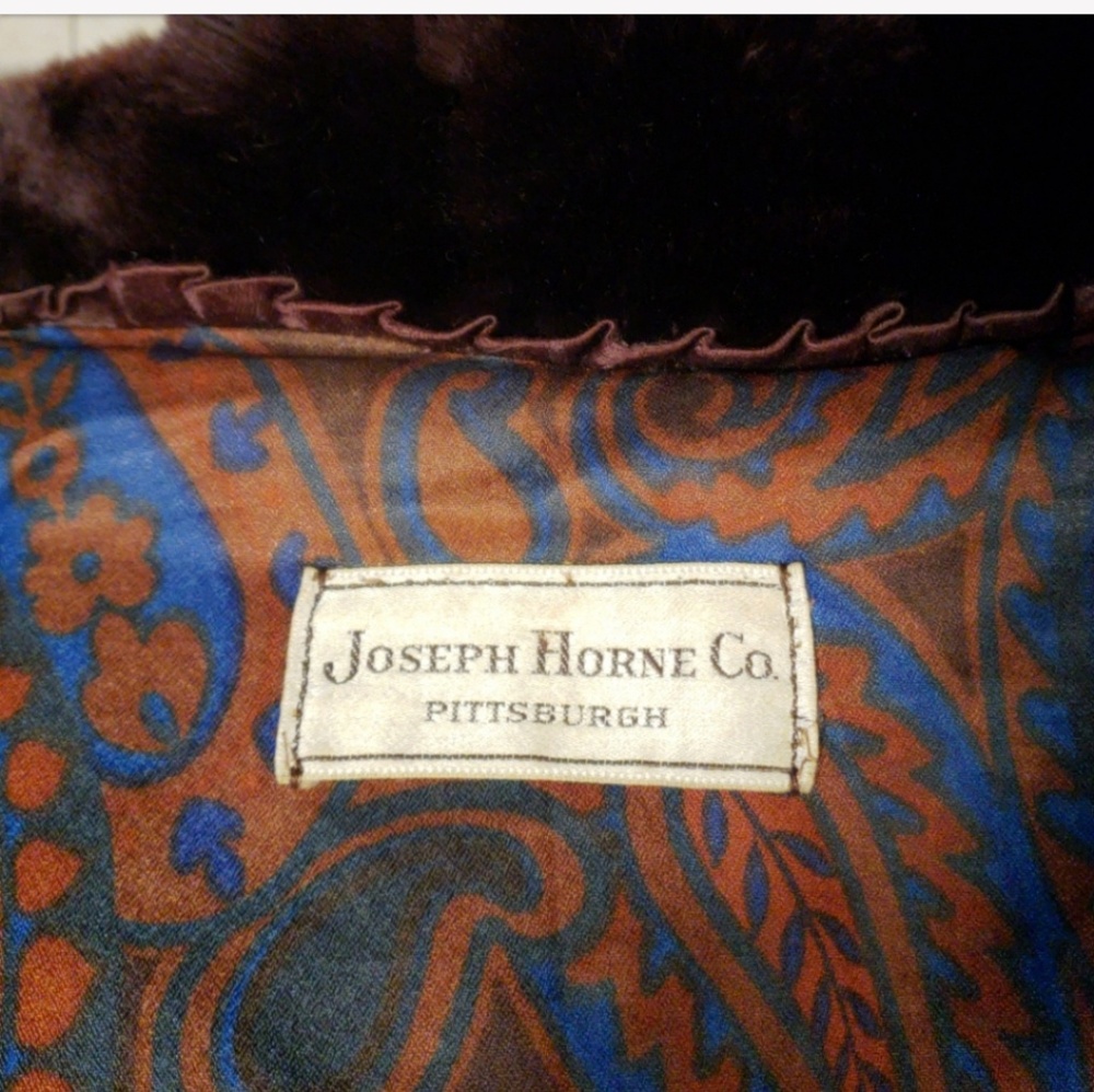 VTG Joseph Horne Co. Lesley Pittsburgh Dark Faux Fur Jacket Luxury Coat L/XL - Picture 2 of 7